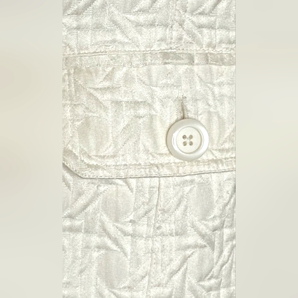 RARE Vintage 80's Weather Tamer Cream/Ivory Collar Zip up Quilted Jacket Belted - Picture 4 of 16